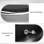 Indoor/Outdoor Inflatable Ottoman D21 x H9 inch, Round Footstool Inflatable Foot Rest Ottoman with Handle, Portable Pouf for Patio, Garden, Camping, Home, Textured Gray
