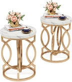 Tribesigns Modern Round End Table Set of 2 with Thickened Tabletop