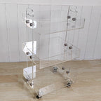 Gdrasuya10 Clear Acrylic Side Table with Wheels, 3 Tier Acrylic End Table Side Table Rolling Serving Cart Snack Table Easy Assemble for Couch Living Room Party Balcony