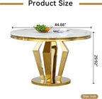 HomVent Round Faux Marble Dining Table, Circle Faux Marble Kitchen Table with Stainless Steel Base, Round Dining Room Table for Kitchen