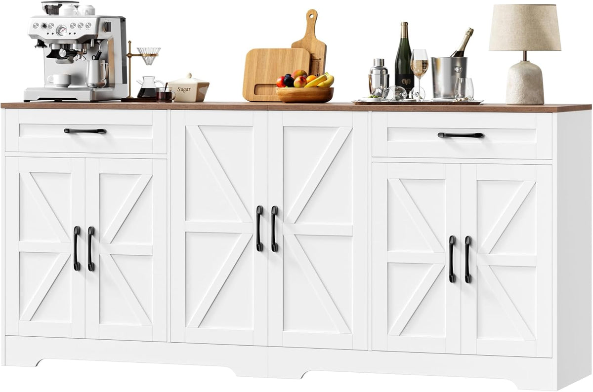 BOTLOG 71” Large Kitchen Buffet Cabinet with Adjustable Shelves