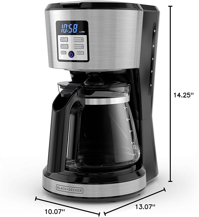 BLACK+DECKER 12-Cup Coffeemaker, Programmable, Exclusive VORTEXTM Technology, CM1331S-1