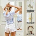 Armoire Wardrobe Closet, White Bedroom Armoires Cabinet with Mirror Door and 3 Drawers, 69.5" H Clothing Storage Cabinet with Hanging Rod & Sensor Light for Bedroom-Right