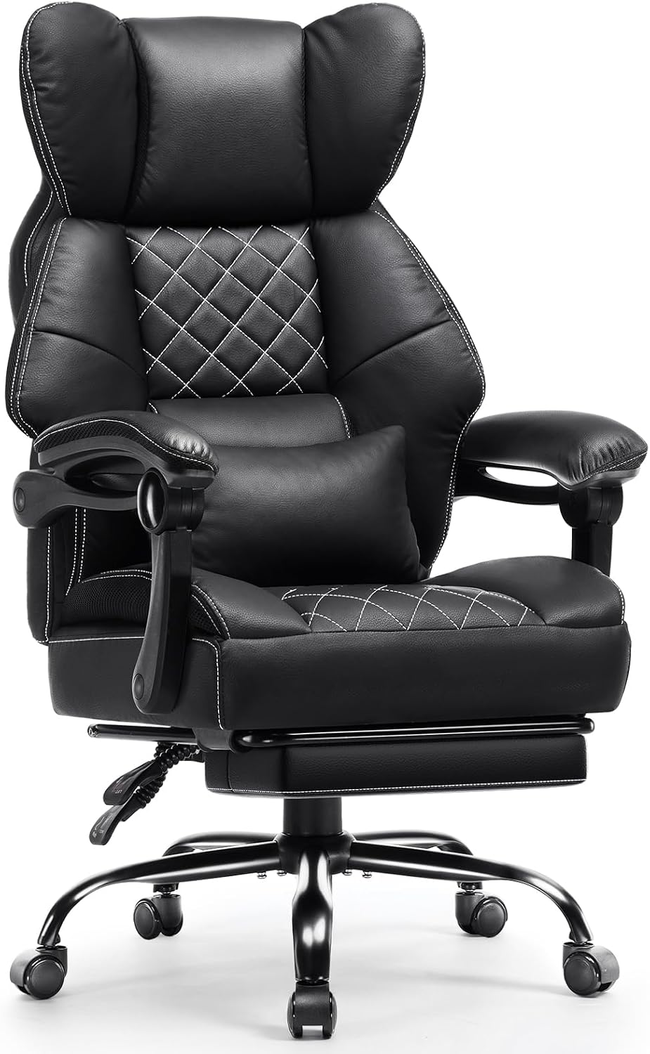 GTPLAYER Big&Tall Ergonomic Gaming Chair, Wide Spring Seat, Linkage Armrest,Black