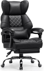 GTPLAYER Big&Tall Ergonomic Gaming Chair, Wide Spring Seat, Linkage Armrest,Black