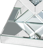 SHYFOY Glass End Tables Living Room, Glam Square Mirrored Side Table with Crushed Fax Diamond Inlay, HD Mirror Pedestal Stand, 24in Height Silver Small Accent Table for Living Room, Fully Assembled
