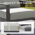 KISLOT Aluminum Outdoor Patio Furniture Armchairs,Outside Patio Sofa with Washable Thick Cushion, Patio Sofa Couch Set of 2 for Porch, Balcony, Deck, Yard,Gray Aluminum Frame