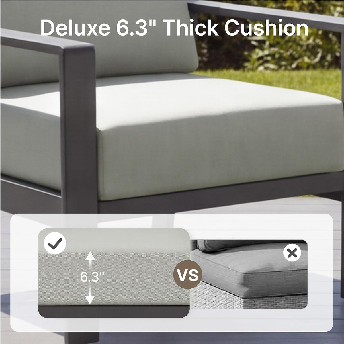 KISLOT Aluminum Outdoor Patio Furniture Armchairs,Outside Patio Sofa with Washable Thick Cushion, Patio Sofa Couch Set of 2 for Porch, Balcony, Deck, Yard,Gray Aluminum Frame