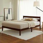 LIFEMENT Classic Wood Platform Bed Frame with Headboard, Essential, Noise Free, Under Bed Storage, No Box Spring Needed, Easy Assembly (Walnut, Queen (U.S. Standard))