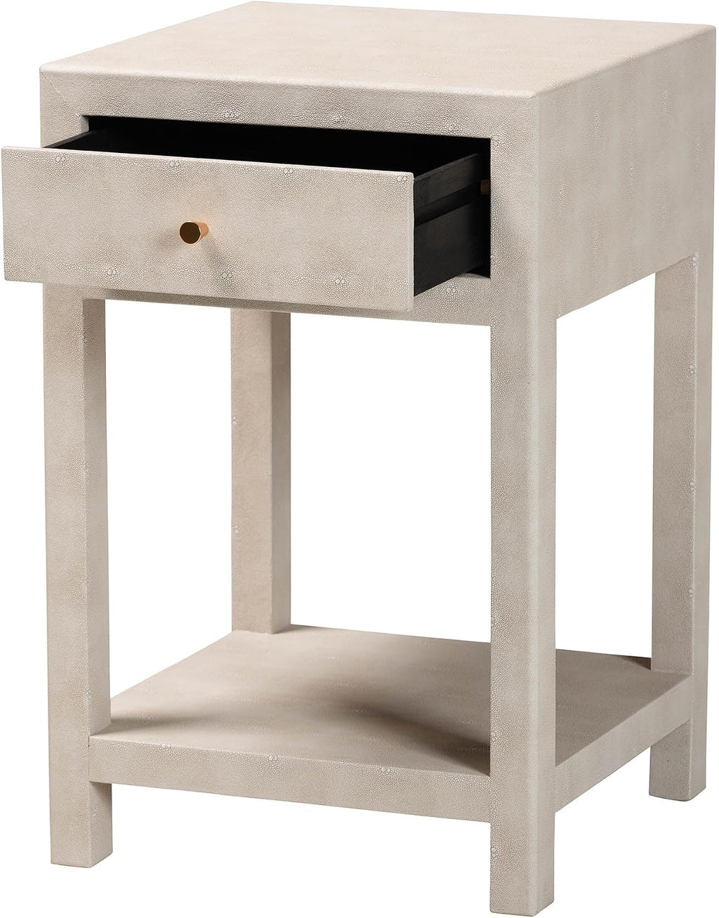 Baxton Studio Dansby Modern Beige Faux Shagreen 1-Drawer End Table