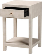 Baxton Studio Dansby Modern Beige Faux Shagreen 1-Drawer End Table