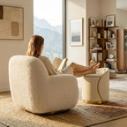 Luxury Vanity Stool with Storage, 360° Swivel Vanity Chair with Back, 400lbs Round Ottoman Leather Makeup Vanity Stool, Dressing Table Seat for Bedroom Bathroom Dressing Room (Beige- B)