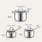 Cooks Standard Stainless Steel Pots and Pans Set, Multi-Ply Clad Cookware Set 6 Piece, Kitchen Induction Cooking Set, Silver
