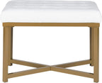 HomePop 24" Tufted Velvet Ottoman Bench - White