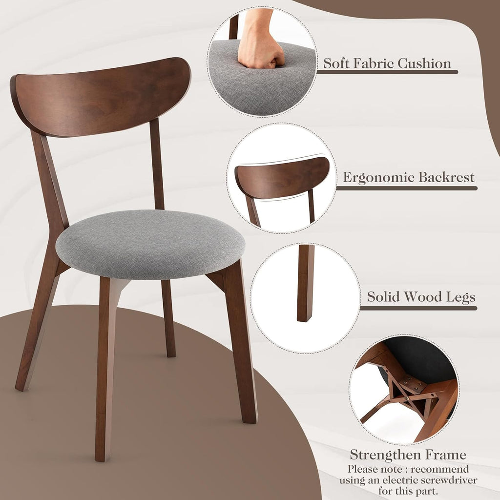 ERGOMASTER 3-Piece Dining Table Set for 2, 36" Kitchen Round Table with 2 Chairs, Rubber Wood Legs, Brown