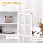Elegant Buffet, Kitchen Pantry Storage Cabinet with Framed Glass Door Drawer and Microwave Space, White