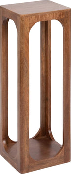 Kate and Laurel Dahl Mango Wood Square Tea Table, 10 x 10 x 30, Walnut Brown, Transitional Boho Wooden Accent Pedestal Table for Living Room Plant Stand or Small Bedroom Nightstand