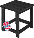 LZRS Patio Side Table, Heavy Duty HDPE Outdoor End Table with Wood Texture, Weatherproof Composite Table for Adirondack Chairs, Deck, Pool, Indoor/Outdoor, No Peeling or Cracking(Black)