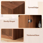 59" Fluted Buffet Sideboard Cabinet with Storage, Wooden 4-Door Sideboard with Adjustable Shelves, Coffee Bar Table for Kitchen, Living Room, Entryway,Walnut