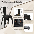 GIANTEX Metal Dining Chairs Set of 4, Stackable Armless Kitchen Side Chair with Detachable Backrest & PU Leather Padded Seat, Modern Dinette Chairs for Dining Room, Cafe, Restaurant, Bar (Black)
