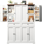 HUAHUU 71" Kitchen Pantry Cabinet with 6 Door Shelves, Tall Pantry Storage Cabinet with 8 Doors & 4 Adjustable Shelves, Modern Kitchen Pantry with 2 Large Drawers for Dining Room, Living Room, White