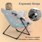 Comfy Saucer Chair for Adults, Set of 2, Soft Faux Fur Bedroom Chair, Accent Dorm Chairs, Flexible Living Room Reading Chairs, Oversized Folding Seat for Teens, X-Large, Grey