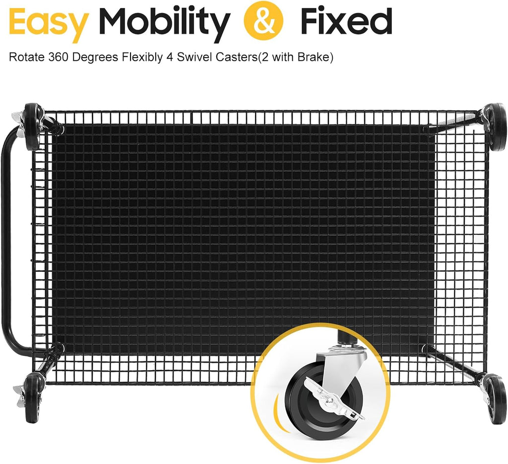 WDT 2-Tier Utility Cart with Wheels, Metal Cart with 1000LBS Capacity, NSF Heavy Duty Rolling Cart, Commercial Grade Serving Tool Storage Carts for Warehouse Garage Kitchen, 24"D x 40"W x 39"H, Black