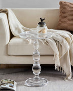 Acrylic End Table Set of 2, 16" x16" x 23" Modern Pedestal Acrylic Side Table, Clear Round Martini Table for Living Room Bedroom Small Spaces