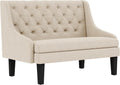 Settee Bench with Back Small Loveseat for Dining Room Living Room Entryway Modern Upholstered Banquette Button Tufted Mini Couch with Wood Legs Cream
