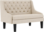 Settee Bench with Back Small Loveseat for Dining Room Living Room Entryway Modern Upholstered Banquette Button Tufted Mini Couch with Wood Legs Cream