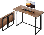 JOYMOOP 47.2" Brown Folding Desk, No Assembly, Wooden Top, Large Size | Versatile Foldable Desk for Work, Study, Craft | Slim-Folding Storage | 150 lbs, Safe Corners | Metal Legs Foldable Table