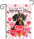 Dachshund Valentine Garden Flag Valentines Day Flags for Outside 12x18 Double Sided Small Yard Flags Dog Valentine's Day Decor Outdoor Lawn Valentines Banners Front Porch