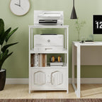 Natwind 4 Tier Printer Stand, File Cabinet w/Adjustable Open Shelves,White | Filling Cabinet with Book Shelf, Office Vertical Open Cabinet, Decorative Wood Printer Shelf with Storage for Home Office