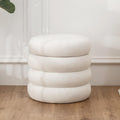 Asense Round Storage Ottoman,Footstool with Removable Lid, Vanity Stool, Modern Upholstered Footrest for Bedroom Living Room Entryway