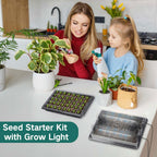 Seed Starter Tray with Grow Light, 2 Packs 80 Cells Seed Starting Kit, Reusable Seedling Starter Trays with Humidity Dome, Plant Germination Trays for Indoor Seed Starter Kit, Black