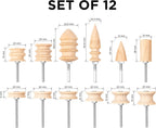 Shkira Set of 12 Leather Edge Burnishing Bits for Rotary Tools - Leather Polishing Bits - Leather Working Tools - Perfect for Sanding, Polishing, Grinding Leather Edges & Burrs