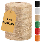 Vanhench 805FT Natural Jute Twine String, Bulk Hemp Jute Rope Cord Twine for Crafts Gardening, Gift Wrapping, Wedding Décor, Packing Material Burlap Ribbon, Christmas Knitting Macrame Decoration