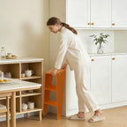 HOTEAGLE Modern Folding Chair - Multifunctional Design Doubles as Step Stool & Storage Shelf, Sturdy Engineering Plastic for Kitchen, Dining & Bistro,Orange