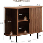 Buffet Cabinet with Storage, Fluted Sideboard Buffet with Sliding Door, Coffee Bar Cabinet with Adjustable Shelf, Console Table, Accent Table for Entryway, Kitchen (Walnut, 40 Inch)