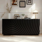 LKTART 59" Sideboard Buffet Cabinet with Storage, 4 Doors Modern Accent Storage Sideboard, Floor Cabinet Buffet with Spiral Grain for Kitchen, Living Room (Black)