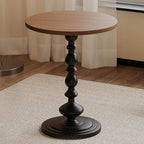 Vintage Round Side Table Small Space End Table for Couch Living Room Stable Metal Base Coffee Table Irregular Nightstand