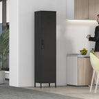 Tall Single Door Metal Locker with Adjustable Shelves, Black Tall Metal Locker Storage Cabinet，Easy Assembly for Living Room （15.8”W x 15”D x 70.9”H ）
