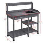 Yaheetech Potting Bench with Sink & Drawer, Outdoor Gardening Table, Gray