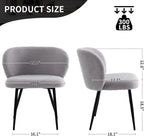 Modern Teddy Dining Chairs Set of 2, Comfy Kitchen Armless Chairs with Thick Cushions, Wingback Chair, Upholstered Dining Room Chairs with Metal Legs for Dining, Living Room, Grey