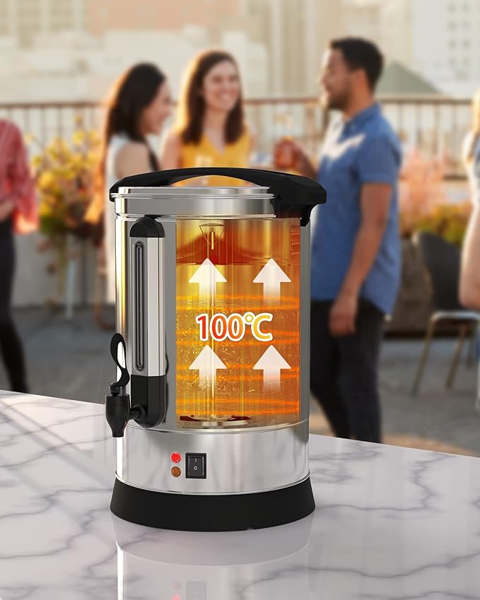 Coffee Urn 100 Cup, Stainless Steel Commercial Coffee Maker 14L/3.7 Gal Electric Hot Beverage Dispenser Large Hot Water Dispenser Coffee Dispenser Hot Water Urn For Business, Catering, Party