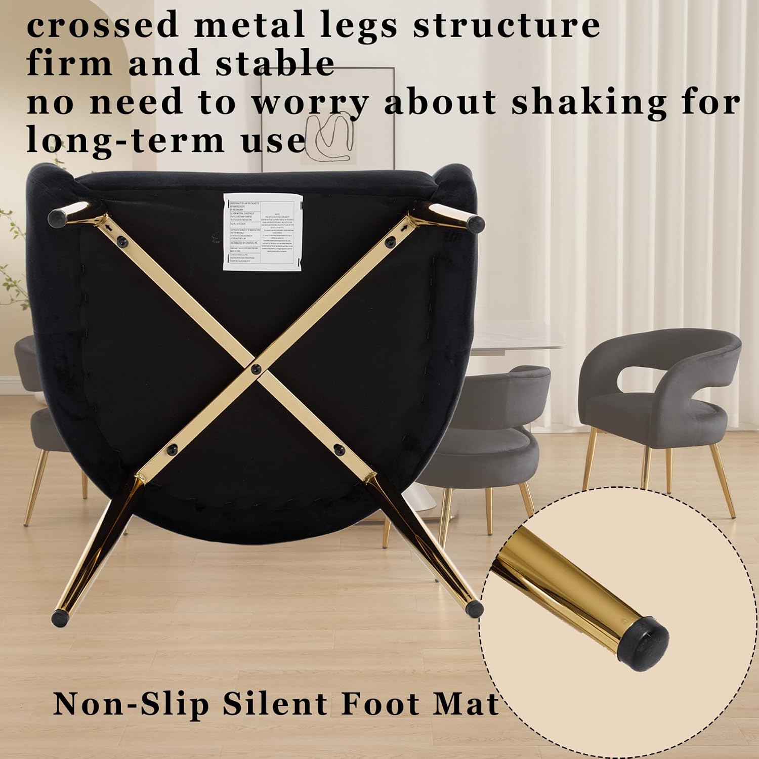 Hyfirm Black Barrel Dining Chairs Set of 4, Upholstered Velvet Dining Room Chairs with Gold Legs Hollow Back Modern Comfy Armchairs for Kitchen Recepition Restaurant