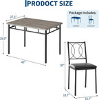 Garvee Dining Table Set for 4, Small Kitchen Table with Upholstered Chairs | Farmhouse Wood Dining Table Chairs for Kitchen Room, Small Spaces, Apartment