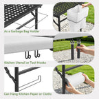 Folding Table, 5ft Folding Grill Table, Portable Camping Table for Cooking & BBQ Prep, 2-in-1 Metal&Solid Surface Foldable Grill Station for Party Cooking, Backyard, Patio Use,(Black and White)