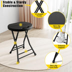 Folding Stool, 18 Inch Foldable Stool with Handle & Steel Frame, Pack of 2 Folding Bar Stools, 440lbs Sturdy Foldable Lightweight Metal Chair for Camping, Indoor and Outdoor, Black