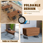 Folding Conference Table for 2-30 Person Modern Large Flip-Top Mobile Meeting Tables with Locking Wheels,Conference Room Table for Office Training Modular Seminar Table (10, Walnut, L70.9in)